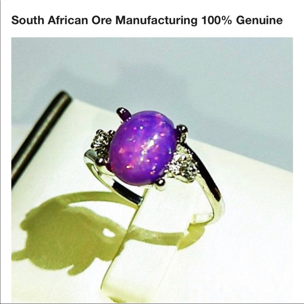 New White gold filled lab created opal ring